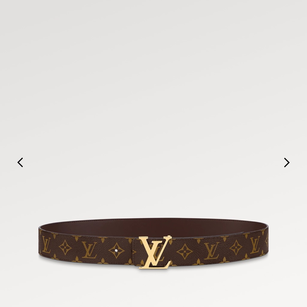 Louis Vuitton Brown Monogram Initiales Canvas Belt with Gold LV Buckle